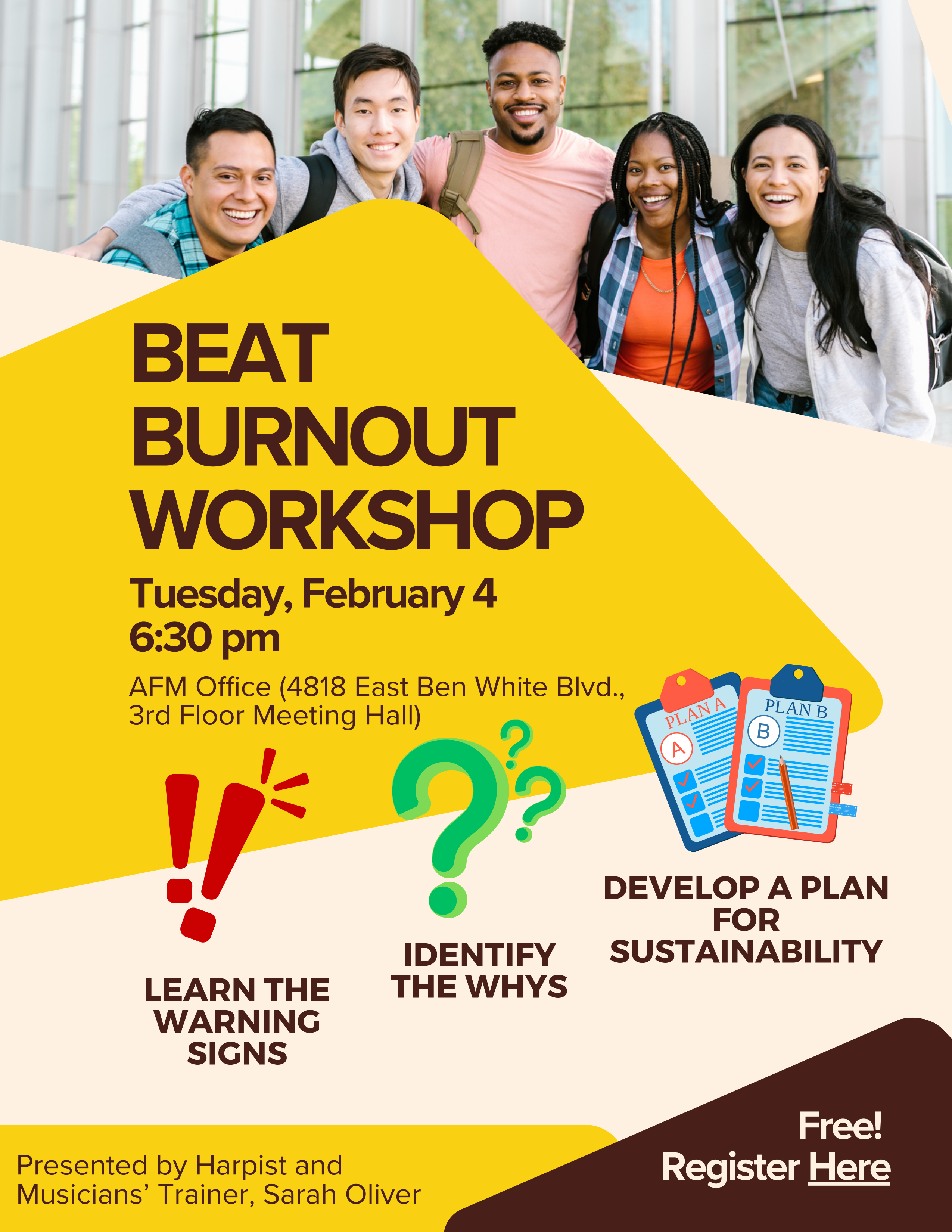 Beat Burnout Workshop FREE to ALL MUSICIANS